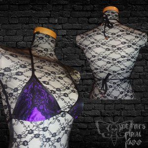 🆕 Hot Sauce Style skimpy sliding triangle bikini lace overlay XS sexy